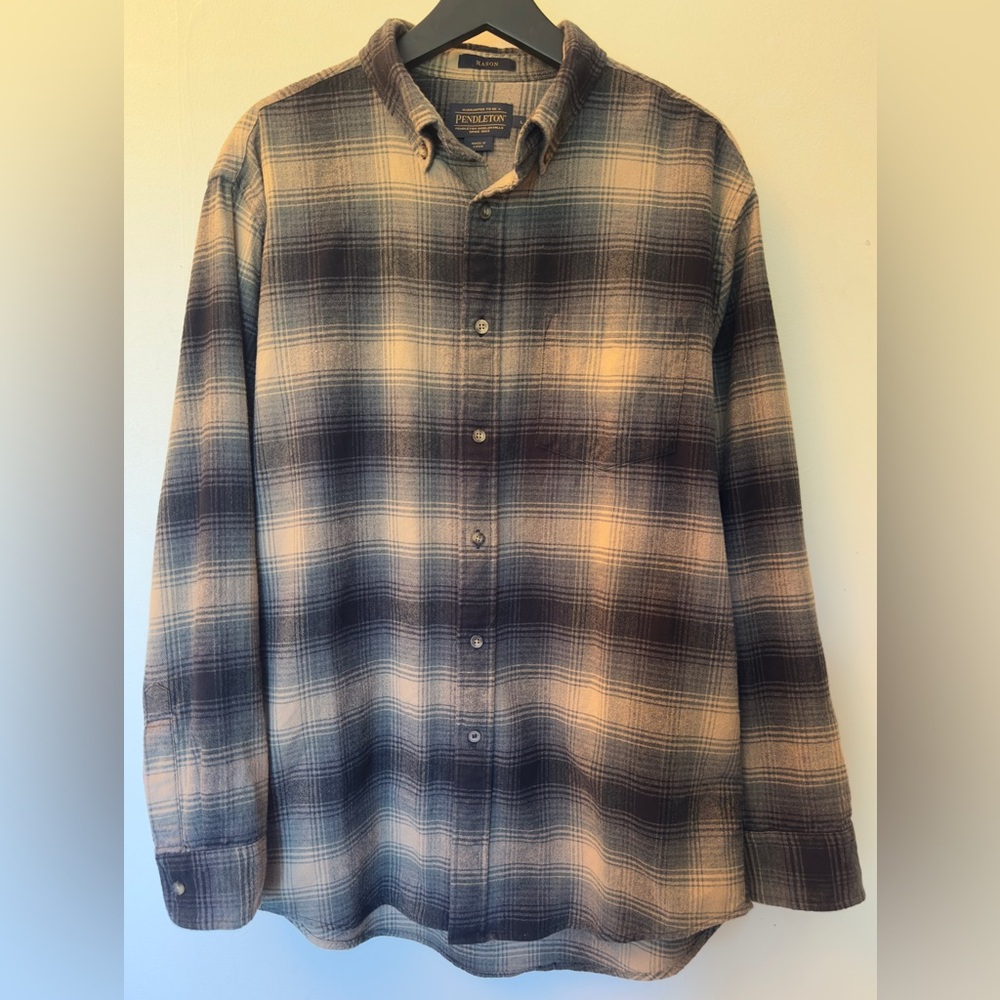 Pendleton Men's plaid 100% cotton long sleeve button up sz L
